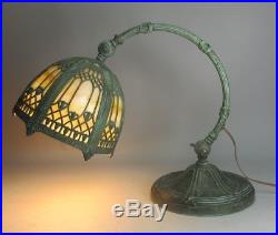 Fine Antique MILLER ART NOUVEAU Slag Glass Piano Lamp c. 1915
