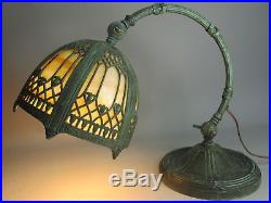 Fine Antique MILLER ART NOUVEAU Slag Glass Piano Lamp c. 1915