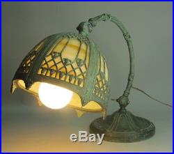 Fine Antique MILLER ART NOUVEAU Slag Glass Piano Lamp c. 1915