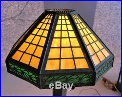 Fine BRADLEY & HUBBARD Arts & Crafts Style Slag Glass Lamp c. 1920 antique