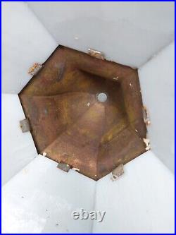 Fine Early 20th C. American Slag Glass Lamp Shade Copper Top