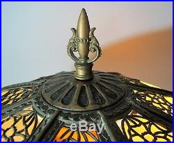 Fine & Large ART NOUVEAU Slag Glass Table Lamp with 20 Shade c. 1915 antique