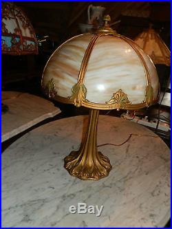 GORGEOUS ANTIQUE VICTORIAN SLAG GLASS LAMP With ORIGINAL PAINT