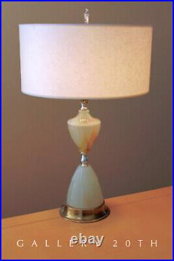 GORGEOUS! SLAG GLASS MCM TABLE LAMP! LIGHT UP BASE VTG 50'S 60's ATOMIC