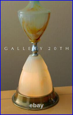 GORGEOUS! SLAG GLASS MCM TABLE LAMP! LIGHT UP BASE VTG 50'S 60's ATOMIC