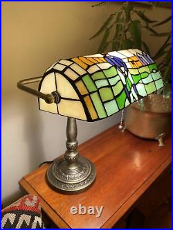 Golf Theme Lamp Stained Glass Lamp Vintage Slag Glass Desk Lamp Golfer Lamp