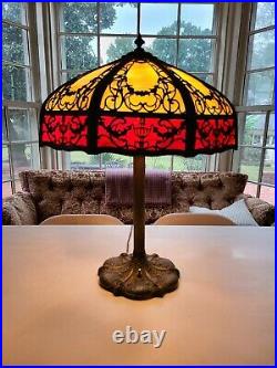 Gorgeous Antique 25 Filigree Slag Glass Lamp