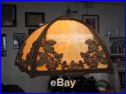 Gorgeous Antique Bradley & Hubbard Bent Panel Slag Glass Lamp Shade No Res