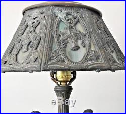 Gorgeous Antique Cherub Lamp with Slag Glass (P & H initials on shade)