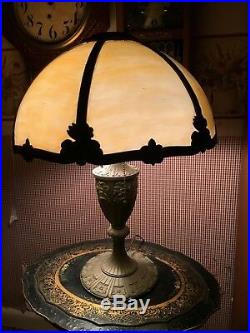 Gorgeous Edward Miller (Meriden Connecticut) Slag Glass Lamp Signed Dated c. 1919