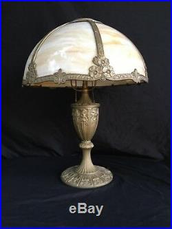Gorgeous Edward Miller Slag Glass Library Lamp Signed Dated c. 1919