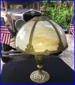 Gorgeous Edward Miller Slag Glass Library Lamp Signed Dated c. 1919