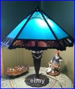 Gorgeous! Slag Glass lamp Bradley Hubbard Handel Tiffany arts crafts era