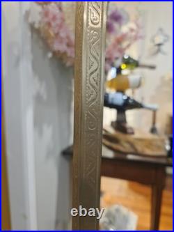 Gorgeous Vtg Uranium Glass Floor Lamp W Slag Glass Shade/Brass/Bronze Twin Bulb