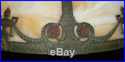 Gorgeous antique Slag Glass Tiffany style Table Lamp 6 Panel Rainaud