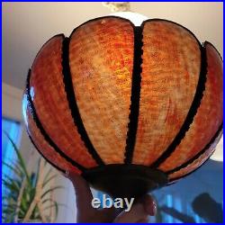 Gorgeous vintage antique slag glass rust red tulip shade hanging Swag lamp