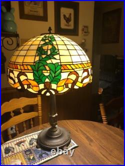 Gorham/Amboy Leaded slag glass arts & crafts Lamp handle Duffner Tiffany Era