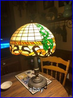 Gorham/Amboy Leaded slag glass arts & crafts Lamp handle Duffner Tiffany Era