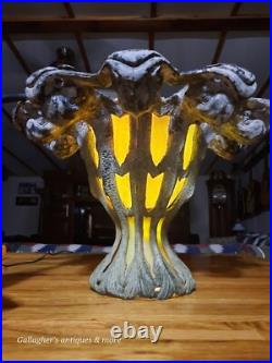 Gothic Antique Mythical dolphin Stained glass slag Hotel Chandelier lamp heavy