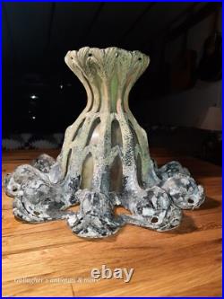 Gothic Antique Mythical dolphin Stained glass slag Hotel Chandelier lamp heavy