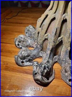 Gothic Antique Mythical dolphin Stained glass slag Hotel Chandelier lamp heavy