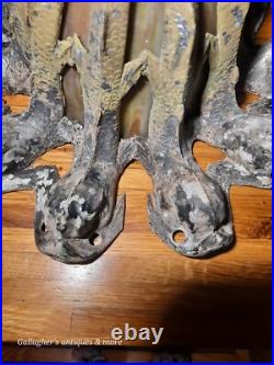 Gothic Antique Mythical dolphin Stained glass slag Hotel Chandelier lamp heavy
