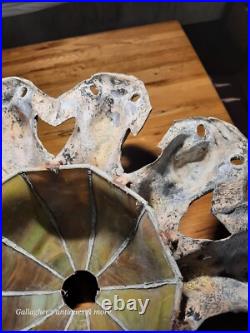 Gothic Antique Mythical dolphin Stained glass slag Hotel Chandelier lamp heavy