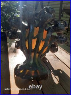 Gothic Antique Mythical dolphin Stained glass slag Hotel Chandelier lamp heavy