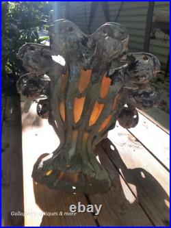 Gothic Antique Mythical dolphin Stained glass slag Hotel Chandelier lamp heavy