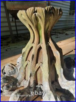 Gothic Antique Mythical dolphin Stained glass slag Hotel Chandelier lamp heavy