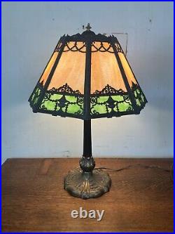 Great Antique Miller 16 Panel Slag Glass Lamp