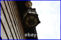 Great Antique Ornate Art Nouveau Slag Glass Pendant Ceiling Light Fixture