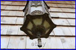 Great Antique Ornate Art Nouveau Slag Glass Pendant Ceiling Light Fixture