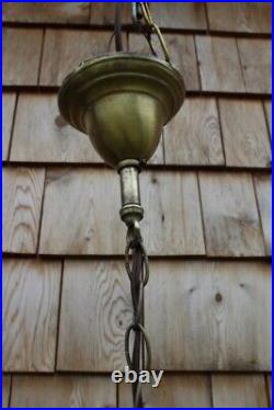Great Antique Ornate Art Nouveau Slag Glass Pendant Ceiling Light Fixture