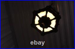 Great Antique Ornate Art Nouveau Slag Glass Pendant Ceiling Light Fixture