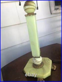 Green Slag Glass Lamp 17 Working Vintage 2 Sockets EXCELLENT