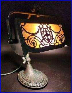 HTF Antique Copper Gooseneck Slag Glass Adjustable Piano Desk Lamp Arts & Crafts HTF Antique Copper Gooseneck Slag Glass Adjustable Piano Desk Lamp Arts & Crafts