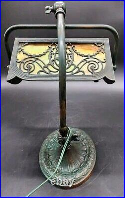 HTF Antique Copper Gooseneck Slag Glass Adjustable Piano Desk Lamp Arts & Crafts HTF Antique Copper Gooseneck Slag Glass Adjustable Piano Desk Lamp Arts & Crafts