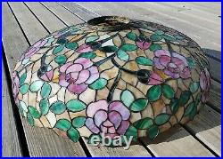 HUGE 28 Chicago Mosaic Floral Leaded Slag Stained Glass Lamp Shade Chandelier
