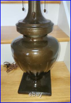 HUGE Handel Arts & Crafts Slag Stained Glass Reverse Painted Shade Lamp Base