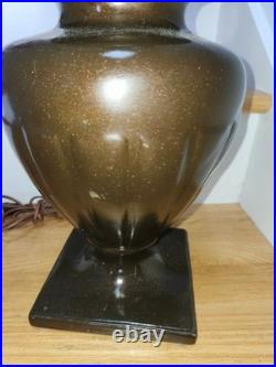 HUGE Handel Arts & Crafts Slag Stained Glass Reverse Painted Shade Lamp Base