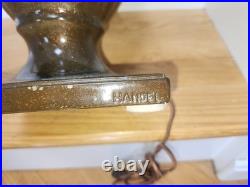 HUGE Handel Arts & Crafts Slag Stained Glass Reverse Painted Shade Lamp Base