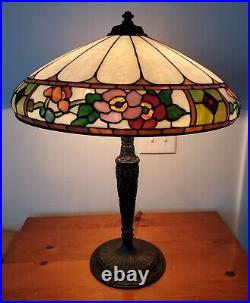 HUGE Leaded Slag Stained Glass Floral Lamp by Wilkinson Handel Tiffany Era HUGE Leaded Slag Stained Glass Floral Lamp by Wilkinson Handel Tiffany Era