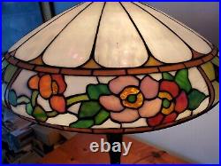 HUGE Leaded Slag Stained Glass Floral Lamp by Wilkinson Handel Tiffany Era