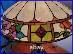 HUGE Leaded Slag Stained Glass Floral Lamp by Wilkinson Handel Tiffany Era HUGE Leaded Slag Stained Glass Floral Lamp by Wilkinson Handel Tiffany Era