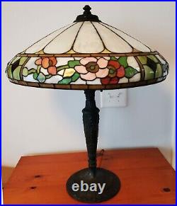 HUGE Leaded Slag Stained Glass Floral Lamp by Wilkinson Handel Tiffany Era HUGE Leaded Slag Stained Glass Floral Lamp by Wilkinson Handel Tiffany Era