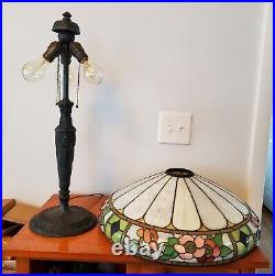 HUGE Leaded Slag Stained Glass Floral Lamp by Wilkinson Handel Tiffany Era