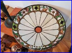 HUGE Leaded Slag Stained Glass Floral Lamp by Wilkinson Handel Tiffany Era