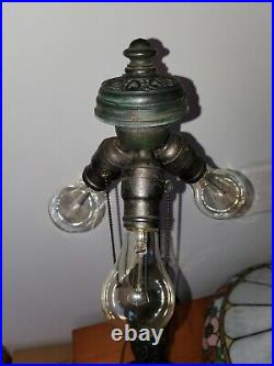 HUGE Leaded Slag Stained Glass Floral Lamp by Wilkinson Handel Tiffany Era