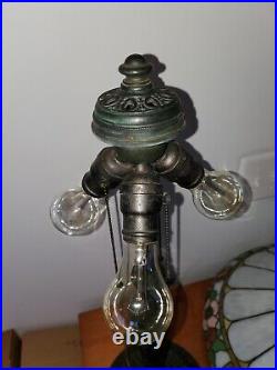 HUGE Leaded Slag Stained Glass Floral Lamp by Wilkinson Handel Tiffany Era